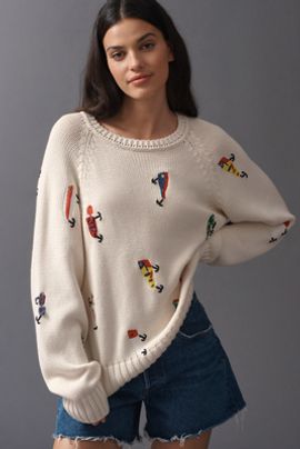 MOTHER The Raglan Cotton Pullover Sweater