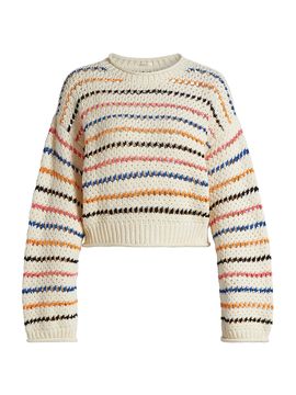 Mother Women's The Bell Sleeve Striped Cotton Sweater