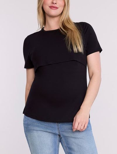 MOTHERHOOD MATERNITY MOTHERHOOD MATERNITY Crewneck Short Sleeve Nursing Tee