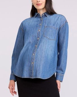 MOTHERHOOD MATERNITY MOTHERHOOD MATERNITY Long Sleeve Button-Up Denim Shirt