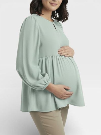MOTHERHOOD MATERNITY MOTHERHOOD MATERNITY Long Sleeve Empire Waist Keyhole Woven Blouse