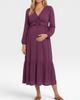 MOTHERHOOD MATERNITY MOTHERHOOD MATERNITY Long Sleeve Ruffle Midi Maternity Dress - 1