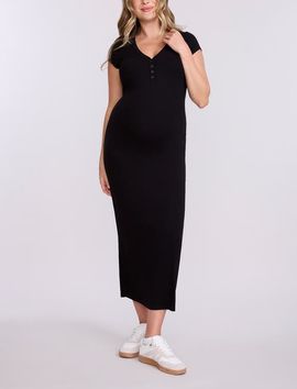 MOTHERHOOD MATERNITY MOTHERHOOD MATERNITY Short Sleeve Henley Bodycon Maxi Dress