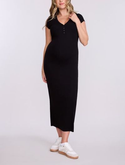 MOTHERHOOD MATERNITY MOTHERHOOD MATERNITY Short Sleeve Henley Bodycon Maxi Dress