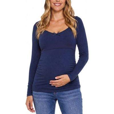 MOTHERHOOD MATERNITY MOTHERHOOD MATERNITY Sweetheart Side-Ruched Long Sleeve Tee