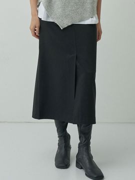 MOTT Autumn Cotton Basic Slit Skirt - Black