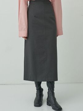 MOTT Autumn Cotton Basic Slit Skirt - Gray