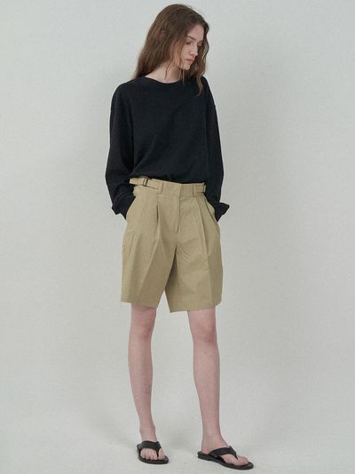 MOTT Cotton Buckle Shorts [Khaki-beige]