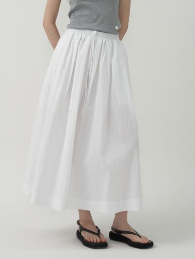 MOTT Flare Band Long Skirt - White