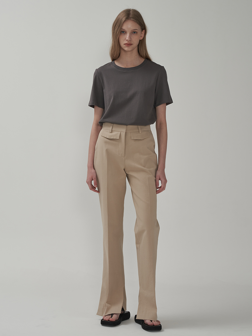 MOTT Slit Cotton Pants_Beige