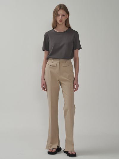 MOTT Slit Cotton Pants_Beige