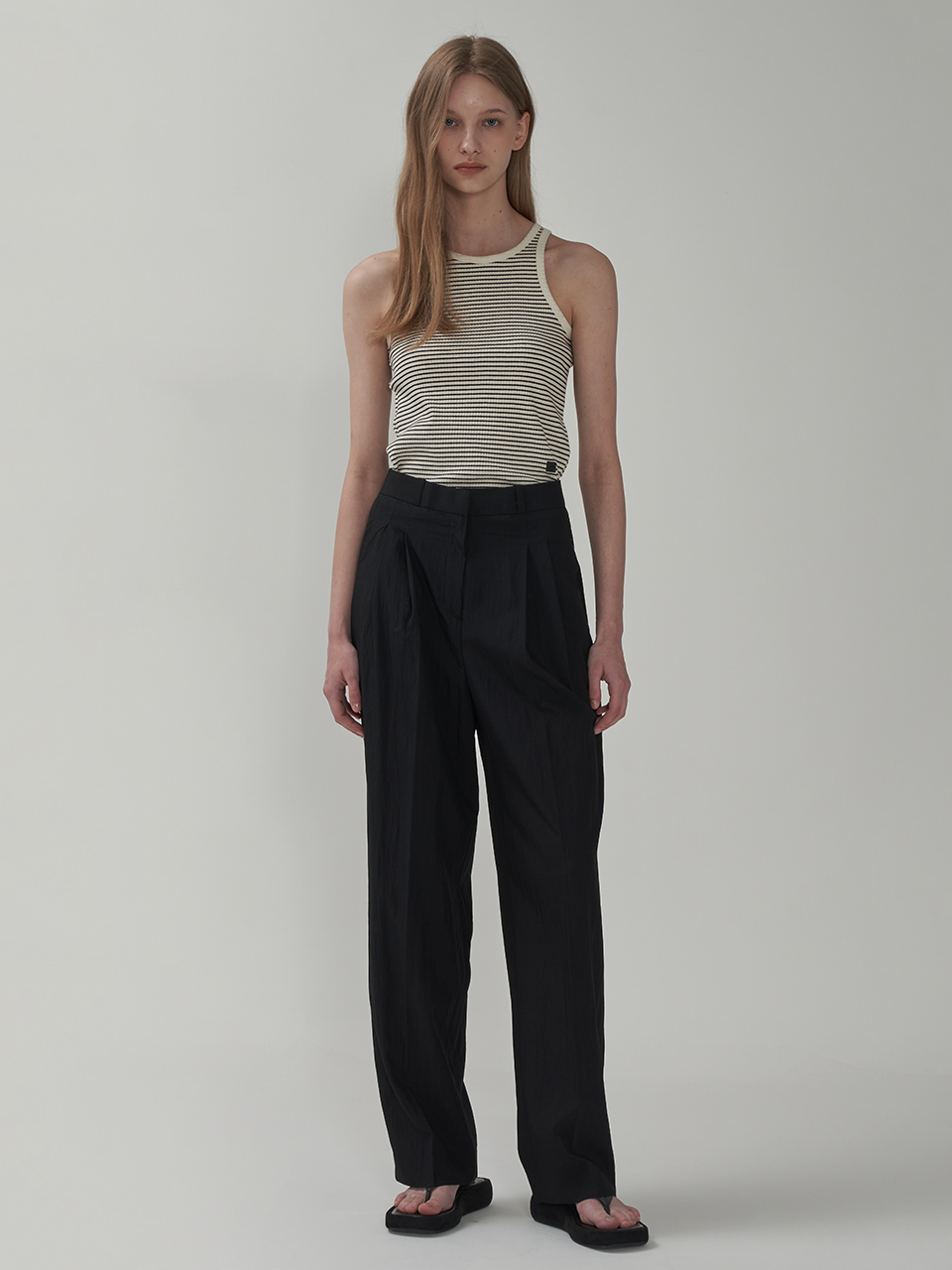 MOTT Summer Pintuck Wide Pants_Black
