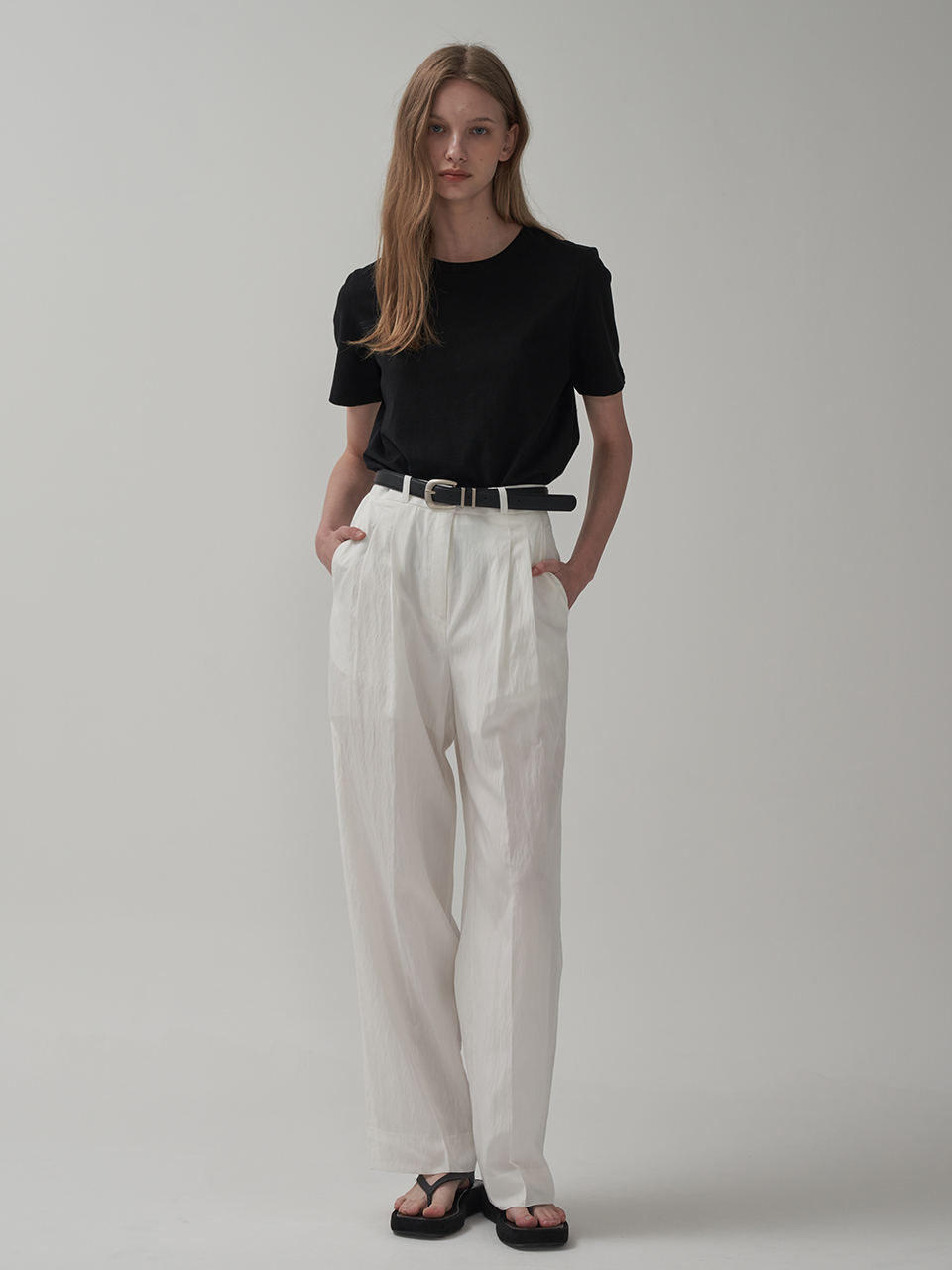 MOTT Summer Pintuck Wide Pants_White