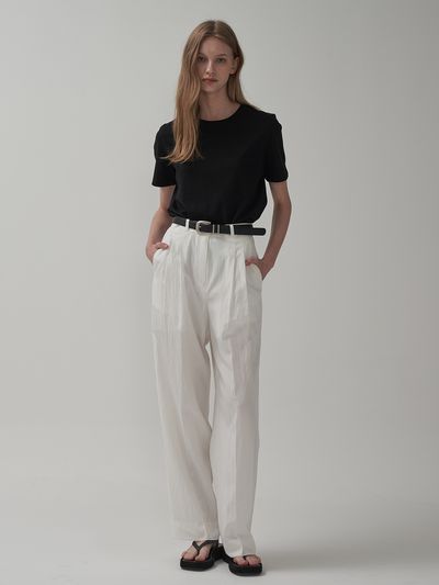 MOTT Summer Pintuck Wide Pants_White