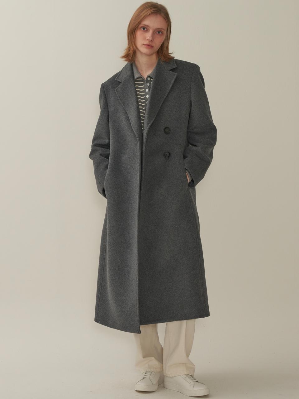 MOTT wool single long coat - Gray