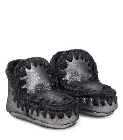 Mou Kids Mou Kids Baby shearling-lined suede boots