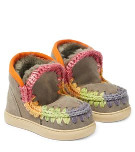 Mou Kids Mou Kids Crochet-trimmed suede sneakers