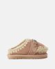 Mou Kids Mou Kids Embroidered shearling-lined suede slippers - 3