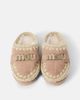 Mou Kids Mou Kids Embroidered shearling-lined suede slippers - 4