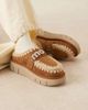 MOU Mou bounce logo letter suede clogs in cognac-Brown - 2