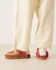 MOU Mou overstitched suede mules in cognac brown - 4