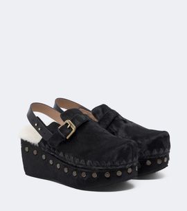 Mou Mou Shearling-lined calf hair clogs