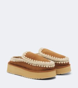 Mou Mou Shearling-lined suede platform clogs