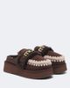 Mou Mou Shearling-lined suede platform mules - 1