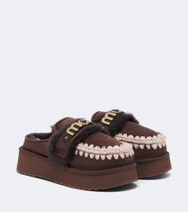 Mou Mou Shearling-lined suede platform mules