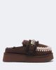 Mou Mou Shearling-lined suede platform mules - 5