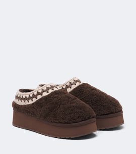Mou Mou Shearling platform mules