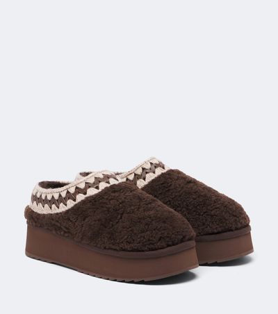 Mou Mou Shearling platform mules