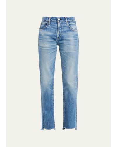 MOUSSY VINTAGE Frayed-Hem Slim Straight-Leg Jeans