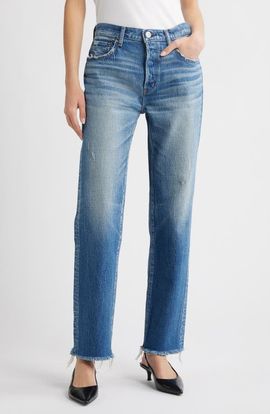 MOUSSY VINTAGE MOUSSY VINTAGE Rutherford Distressed Raw Hem Straight Leg Jeans