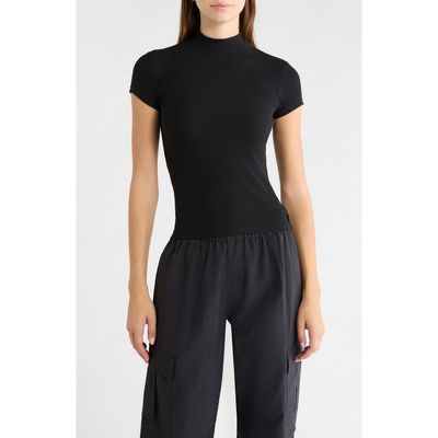 MPG MPG Mock Neck Short Sleeve Ribbed Top