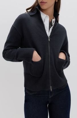 M&S M&S Point Collar Knit Cotton & Wool Blend Jacket