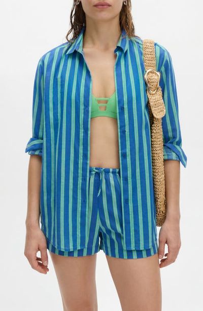 M&S M&S Stripe Long Sleeve Cotton Button-Up Top