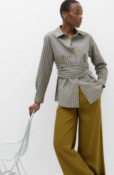 M&S M&S Stripe Tie Waist Button-Up Shirt