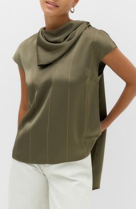 M&S M&S Tie Neck Drape Satin Top