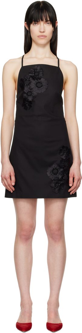 MSGM MSGM Black Floral Appliqué Minidress