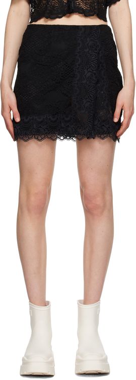 MSGM MSGM Black Scalloped Miniskirt