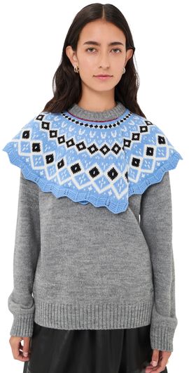 MSGM MSGM Fair Isle Cape Sweater Grey