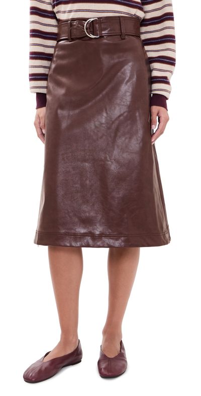 MSGM MSGM Leather Skirt Cocoa Brown