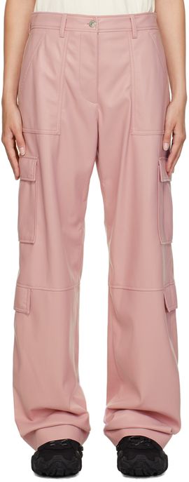 MSGM MSGM Pink Cargo Pockets Faux-Leather Trousers