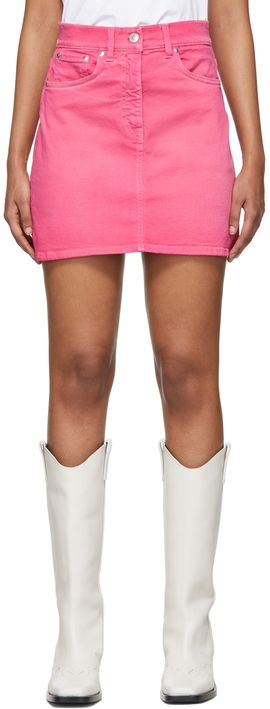 MSGM MSGM Pink Contrast Logo Miniskirt