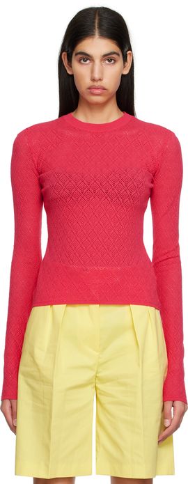MSGM MSGM Pink Crewneck Long Sleeve T-Shirt
