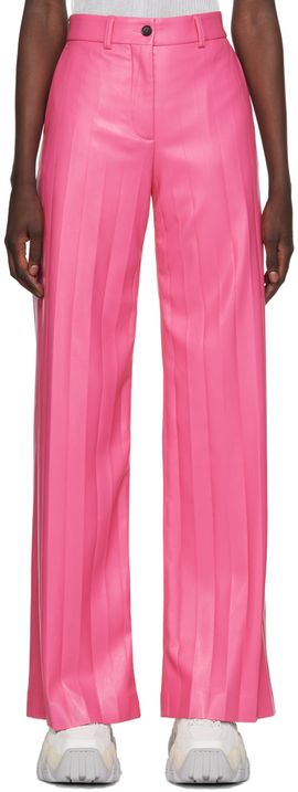 MSGM MSGM Pink Pleated Faux-Leather Pants