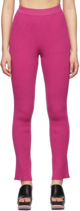 MSGM MSGM Pink Ribbed Straight Leg Pants