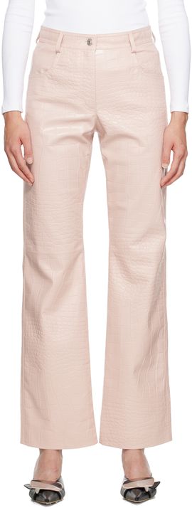 MSGM MSGM Pink Straight-Leg Faux-Leather Trousers