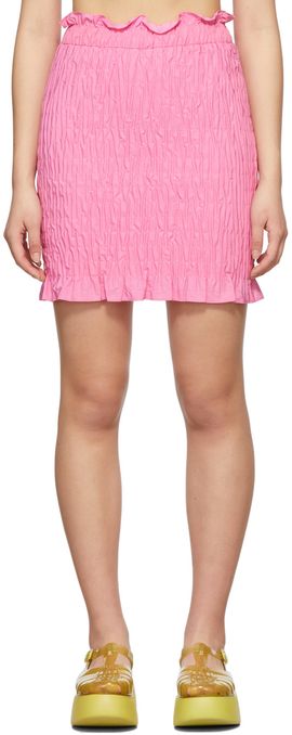 MSGM MSGM Pink Stretch Ruched Skirt
